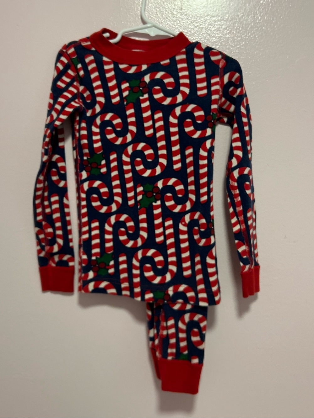 Hanna Andersson Red & Navy Candy Cane Pajamas Sz 110 or 5